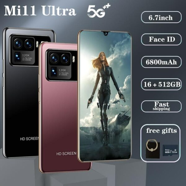 Cellphone Mi11 Ultra Global Version 16GB 512GB 6800mAh Smartphone 6.7 Inch HD Mobile Phone Android 10 10 Core Unlock 4G LTE 5G