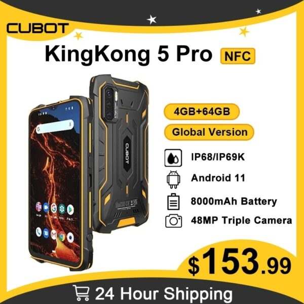 Cubot KingKong 5 Pro Waterproof IP68/IP69K Smartphone Rugged Phone 8000mAh 48MP Triple Camera Android 11 NFC 64GB Global 4G LTE