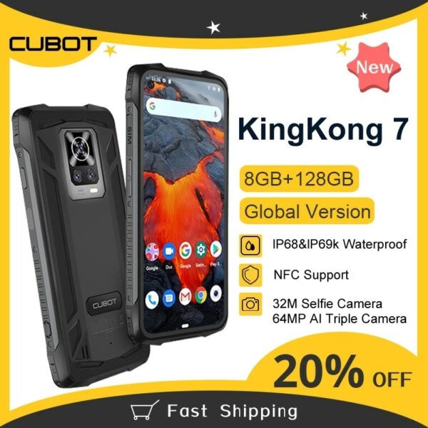 Cubot KingKong 7 8GB+128GB NFC IP68&IP69K Waterproof Rugged Global version Smartphone 6.36" FHD+ 64MP Triple Camera 5000mAh