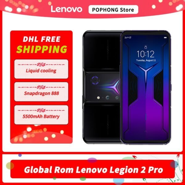 DHL Free Global Rom Lenovo Legion 2 Pro 5G Gaming Mobile Phone 6.92" 144Hz AMOLED Snapdragon888 OctaCore 90W Super Charge WiFi 6