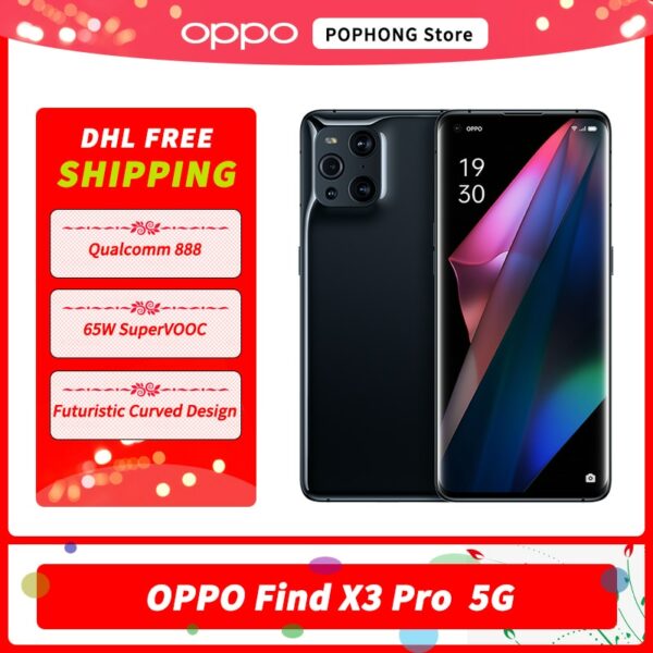 DHL Free OPPO Find X3 Pro 5G Mobile Phone 6.7 inch Snapdragon 888 Octa Core 8GB RAM 256GB ROM 65W Super Flash Charge in screen