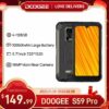 DOOGEE S59 Pro Smartphone 10050mAh Super Battery IP68/IP69K 4+128GB NFC Rugged Smart phone 2W Loud Volume Speaker Cellphones