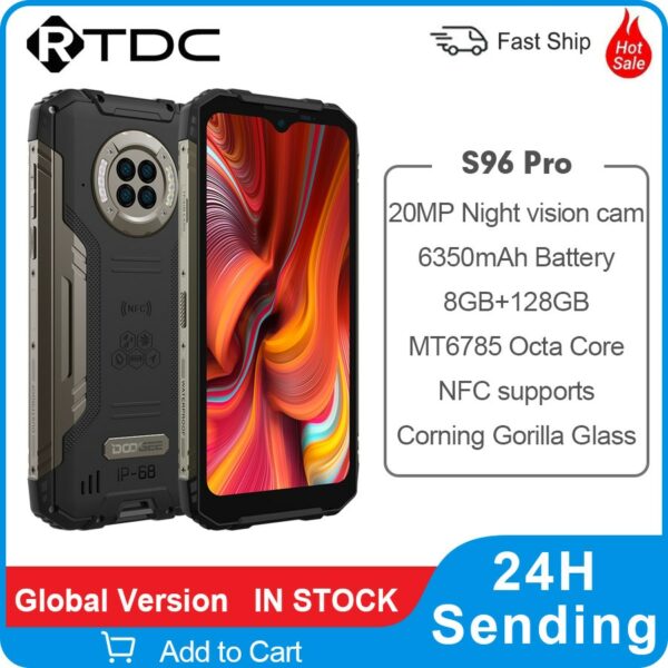 DOOGEE S96 Pro Smartphone 48MP Round Camera 20MP Infrared Night Vision 6.22'' Helio G90 Octa Core 8GB+128GB 6350mAh Rugged Phone