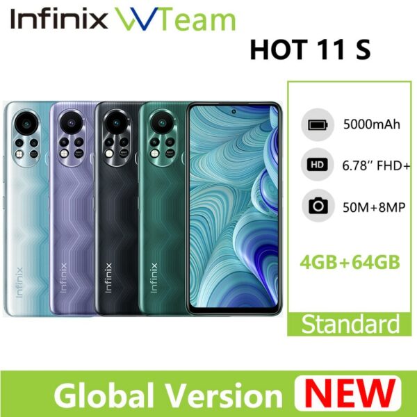 Global Infinix HOT 11S NFC 4GB 64GB 6.78" FHD Punching Display Smartphone Helio G88 50MP AI Rear Camera 5000mAh Battery