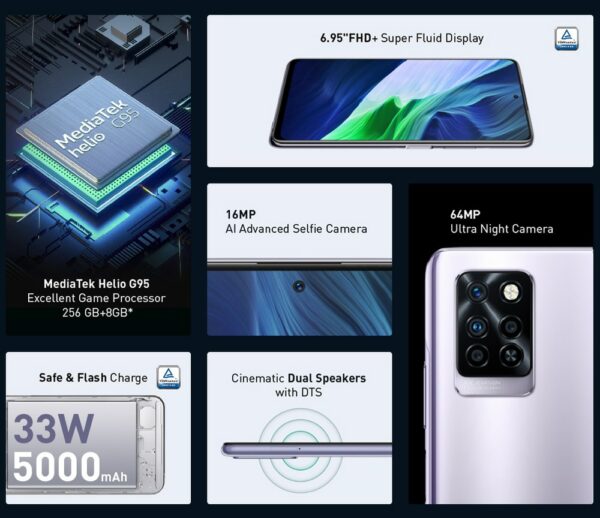 Global Version Infinix Note 10 Pro NFC Support 5000 Battery 33W Super Charge 6.95'' Display Smartphone Helio G95 64MP Camera - Image 2