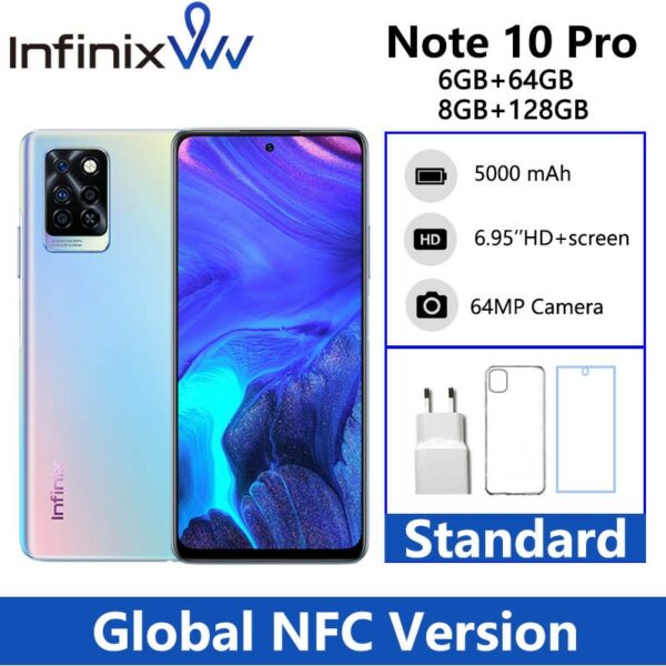 Global Version Infinix Note 10 Pro NFC Support 6.95'' Display Smartphone Helio G95 64MP Camera 33W Super Charge 5000 Battery