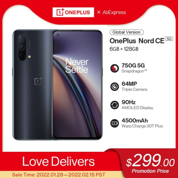 Global Version OnePlus Nord CE 5G EB2103 Snapdragon 750G Smart Phone 8G 128GB Warp Charge 30T Plus Triple Camera Mobile Phones