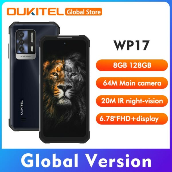 Global Version Oukitel WP17 Rugged Smartphone 8300MAH 8GB+128GB 6.78“FHD+ Android 11 Mobile Phone 64M+16M NFC Cell Phone