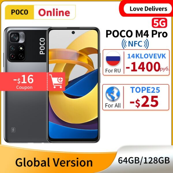 Global Version POCO M4 Pro 5G 64GB / 128GB Dimensity 810 90Hz 6.6" DotDisplay 3W Pro 5000mAh 50MP Camera Smartphone