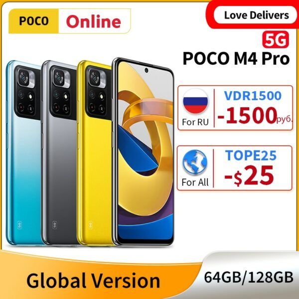 Global Version POCO M4 Pro 5G NFC 4GB 64GB / 6GB 128GB Smartphone MTK Dimensity 810 90Hz 6.6" DotDisplay 33W Pro 5000mAh 50MP