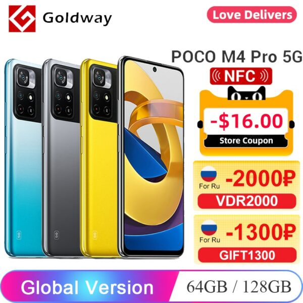 Global Version POCO M4 Pro 5G NFC 4GB 64GB / 6GB 128GB Smartphone MTK Dimensity 810 90Hz 6.6" DotDisplay 33W Pro 5000mAh 50MP