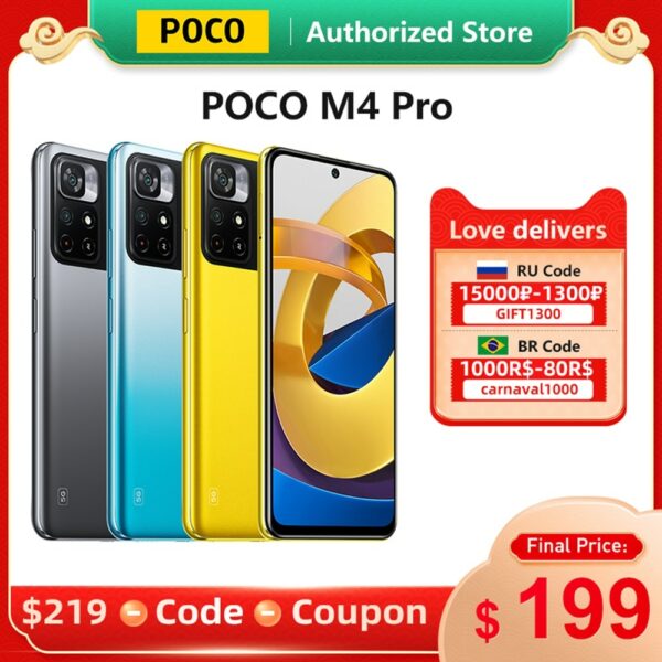 Global Version POCO M4 Pro 5G Smartphone 64GB/128GB ROM MTK Dimensity 810 90Hz 6.6" DotDisplay 50MP 5000mAh Battery 33W Pro NFC