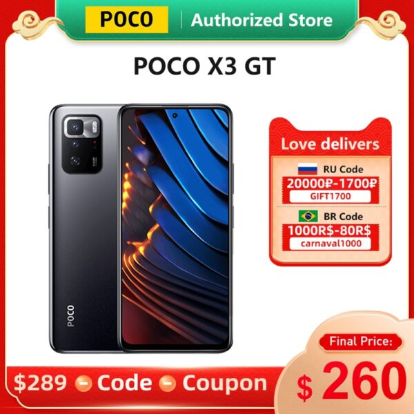 Global Version POCO X3 GT 5G 8GB 256GB NFC Dimensity 1100 67W Turbo Charging 120Hz Refresh Rate 64MP Camera Cellphone