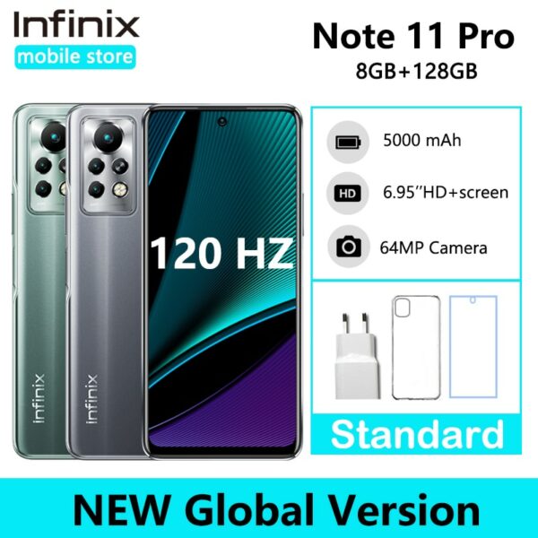 Global version Infinix Note 11 Pro 8GB 128GB 6.95'' Display Smartphone Helio G96 120Hz Refresh Rate 64MP Camera 33W Super Charge