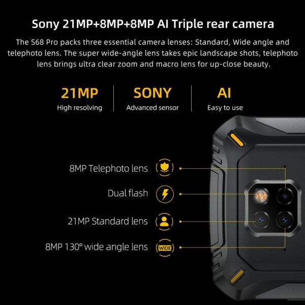 IP68 Waterproof DOOGEE S68 Pro Rugged Phone Wireless Charge NFC 6300mAh 12V2A Charge 5.9 inch FHD+ Helio P70 Octa Core 6GB 128GB - Image 4