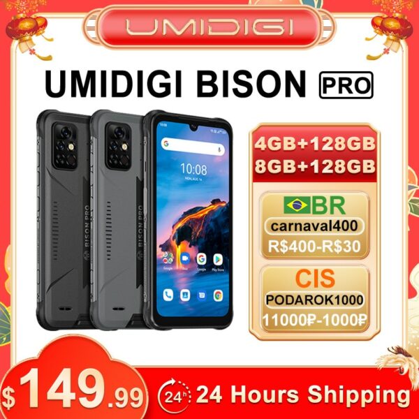 [In Stock] UMIDIGI BISON Pro Global Version Smartphone 4/8GB+128GB Helio G80 IP68IP69K 48MP Camera 6.3"FHD+ Screen 5000mAh