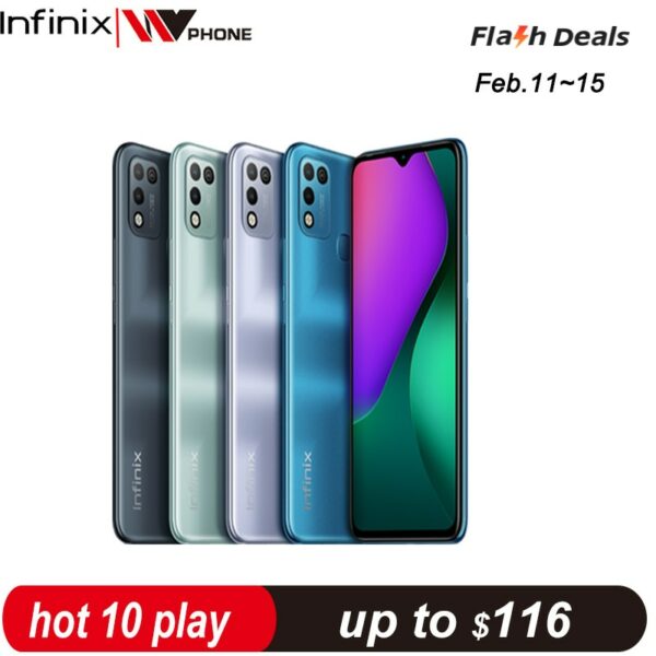 Infinix HOT 10 PLAY Smart Phone Global Version 2GB 32GB 4GB 64GB 6.82'' HD+ Display 6000mAh Helio G25 G35 MobilePhones