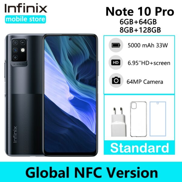 Infinix Note 10 Pro 8GB 128GB Global Version with NFC Smartphone Helio G95 64MP Camera Support 33W Super Charge Smartphone