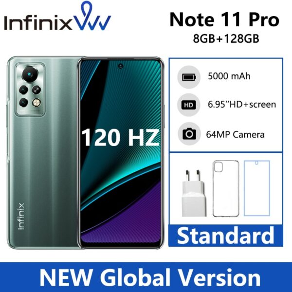 Infinix Note 11 Pro 8GB 128GB 6.95'' Display Smartphone Helio G96 120Hz Refresh Rate 5000 Battery 33W Super Charge