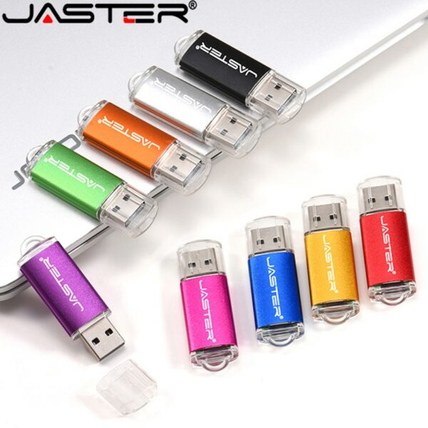 JASTER New Creative With Key Chain USB 2.0 Flash Drive 128GB 64GB 32GB 16GB 8GB 4GB Pendrive Fashion 9 Colors U Stick Gift - Image 5