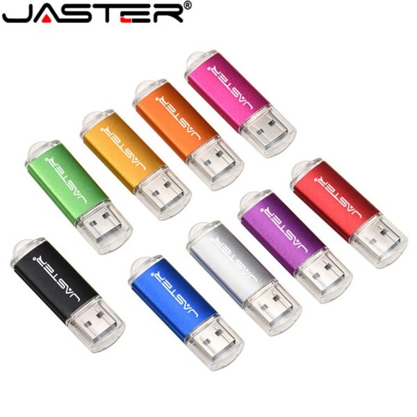 JASTER New Creative With Key Chain USB 2.0 Flash Drive 128GB 64GB 32GB 16GB 8GB 4GB Pendrive Fashion 9 Colors U Stick Gift