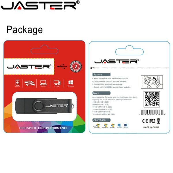 JASTER OTG USB flash drive for Smart Phone & Tablet PC Black Pen drive Rotatable Memory stick Pendrive 4GB 8GB 16GB 32GB 64GB - Image 6