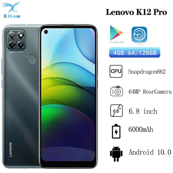 Lenovo Lemon K12 Pro Smartphone 6.8 Inch 4GB RAM 64GB ROM Android 10 Snapdragon 662 Octa Core 6000mAh 64MP Camera Cellphones - Image 2