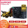 Mining Power Supply 2000W 2400W 2600W BTC ETH Bitcoin Miner PSU Source 110V-240V ATX 95% Efficiency Support 8 Graphics Cards