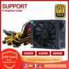 Mining Power Supply Source PSU ATX 110V 240V 1800W 2000W 2400W 2600W Support 8 GPU Graphics Card Bitcoin Ethereum BTC ETH Miner