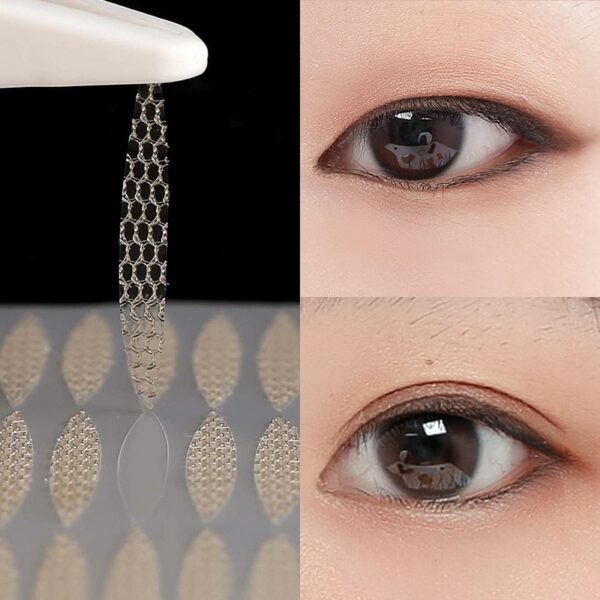 New 240pcs/5 Packs Gauze Mesh Lace Invisible Double-fold Eyelid Sticker Transparent Invisible Self-adhesive Eyelid Tape Sticker - Image 2