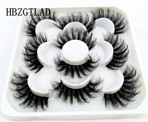 New 5Pairs 25mm 3D Mink Lashes Bulk Faux with Custom Box Wispy Natural Mink Lashes Pack Short Wholesales Natural False Eyelashes - Image 3