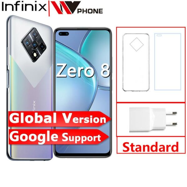 New Global Version Infinix Zero 8 8GB 128GB Smart Phone 6.85'' FHD 90Hz Full Screen 64MP Quad Camera 4500mAh Battery 33W Charger