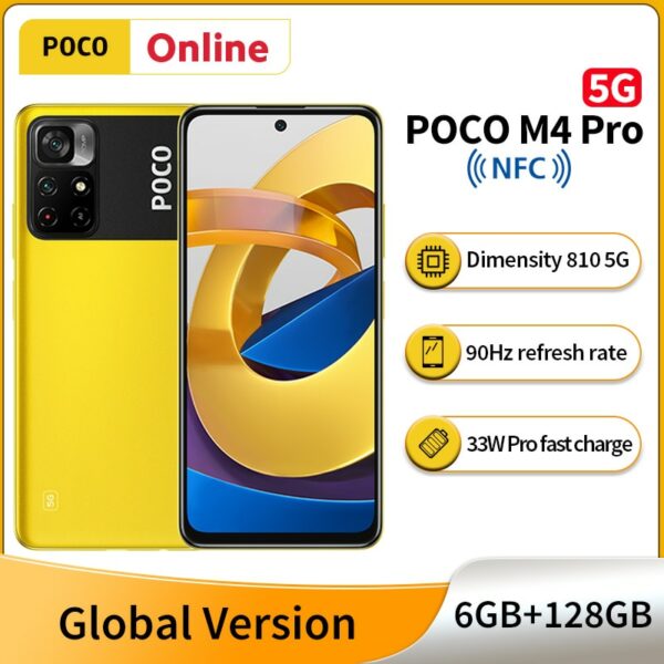 New POCO M4 Pro 5G Global Version 6GB RAM 128GB ROM Dimensity 810 Octa Core 2400x1080 DotDisplay 90Hz 5000mAh 33W pro 50MP NFC