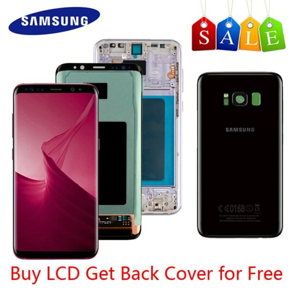 ORIGINAL SUPER AMOLED LCD For Samsung Galaxy S8 LCD Display G950 G950F Display S8Plus Lcd G955 G955F Screen With Battery Cover