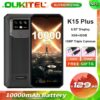 OUKITEL K15 Plus 10000mAh Android 10.0 Smartphone 3GB+32GB 6.52'' Display 13MP Triple Rear Cameras NFC Mobile Phone