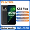 OUKITEL K15 Plus 6.52'' 10000mAh Smartphone 3GB+32GB Quad Core Android 10.0 Face ID Unlock 13MP Triple Cameras Mobile Phone NFC