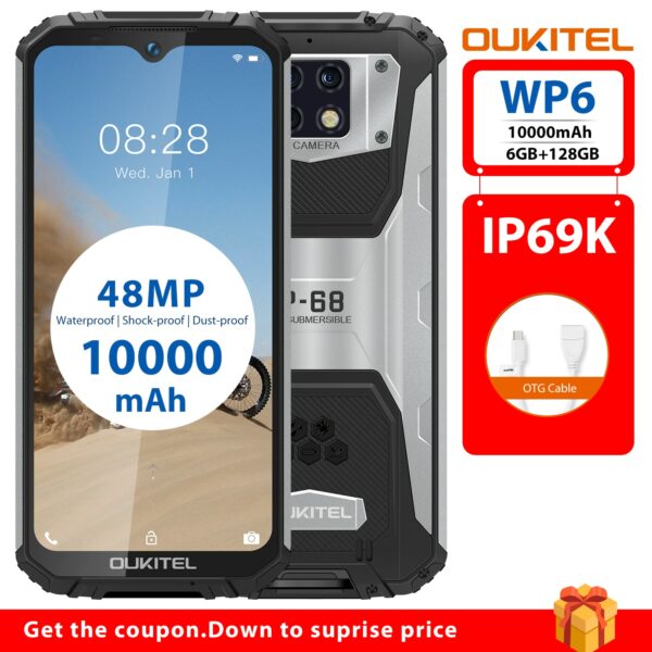 OUKITEL WP6 10000mAh 6.3'' FHD+ IP68 Waterproof Mobile Phone 6GB 128GB Octa Core 48MP Triple Cameras Rugged Smartphone - Image 3