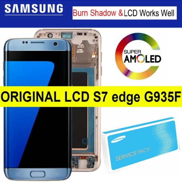 Original 5.5'' Display with the Burn-Shadow LCD with Frame for SAMSUNG Galaxy S7 edge G935 G935F Touch Screen Digitizer Assembly