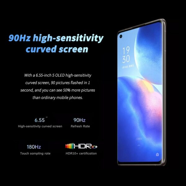 Original OPPO Reno 5 Pro+ 5G SmartPhone 6.55 inch Snapdragon 865 Octa Core in screen 65W SuperCharge NFC MobilePhone WiFi 6 - Image 2