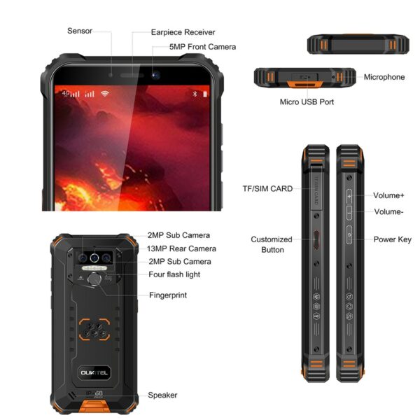 Oukitel WP5 Pro Dual 4G Waterproof Rugged Smartphone 8000mAh 5.5'' 4GB+64GB 13MP Camera Android 10 Qcta-core Mobile Phone - Image 5