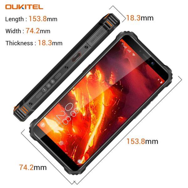 Oukitel WP5 Pro Dual 4G Waterproof Rugged Smartphone 8000mAh 5.5'' 4GB+64GB 13MP Camera Android 10 Qcta-core Mobile Phone - Image 6