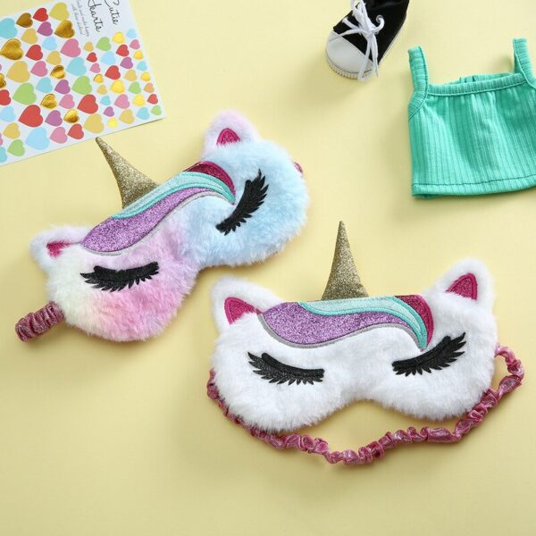 Plush Unicorn Sleeping Mask Cute Kids Eye Cover Cartoon 3D Sleep Eye Mask Travel Eye Band Shade Rest Eyepatch Eye Blindfolds - Image 2