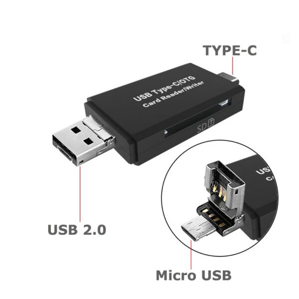 SD Card Reader USB C Card Reader 2 in 1/3 In 1 USB 2.0 TF/Mirco SD Memory Card Reader Type C OTG Flash Drive Card reader Adapter