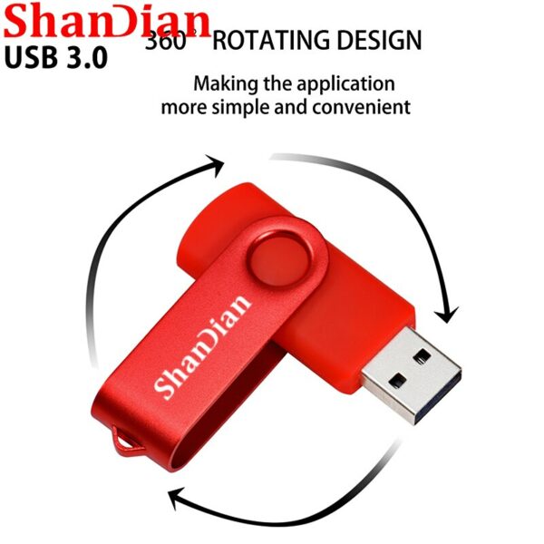 SHANDIAN Rotation USB Flash Drive Metal Pen Drive 128GB Usb Stick 3. 0 Pendrive 64GB 32GB 16GB 8GB 4GB High Speed Flash Drive - Image 2