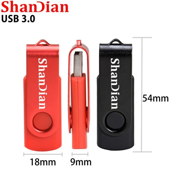 SHANDIAN Rotation USB Flash Drive Metal Pen Drive 128GB Usb Stick 3. 0 Pendrive 64GB 32GB 16GB 8GB 4GB High Speed Flash Drive - Image 4