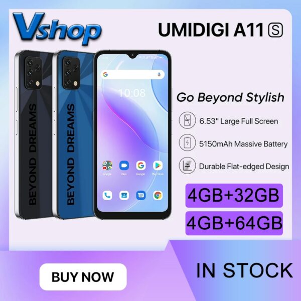 UMIDIGI A11S Global Version 4GB 32GB/6GB Smartphone 5150 mAh Android 11 Mobile Phone 16MP Triple Camera 6.53" HD+ Cellphone