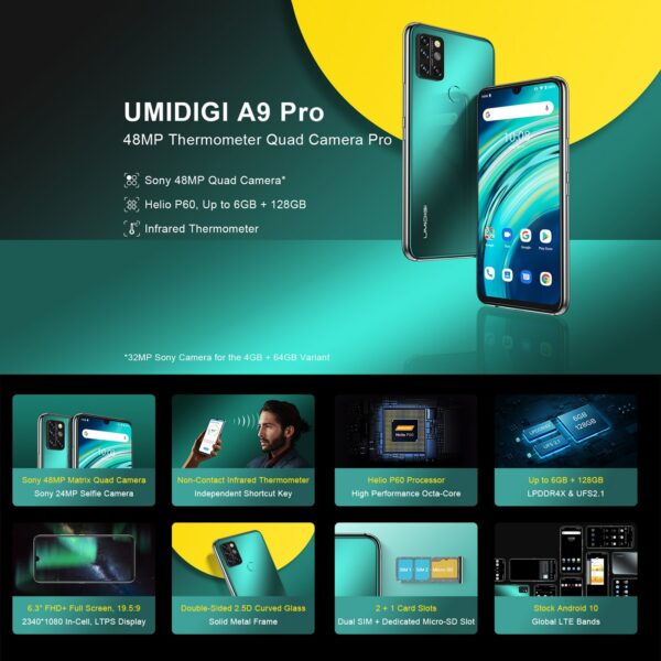 UMIDIGI A9 Pro Global Version Cellphone 24MP Selfie Camera RAM 6GB ROM 128GB Helio P60 Octa Core 6.3" FHD+ LTE 4G Smartphone - Image 4