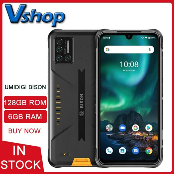 UMIDIGI BISON IP68/IP69K Waterproof Rugged Phone 48MP Matrix Quad Camera 6.3" FHD+ Display 6GB+128GB NFC Android 10 Smartphone