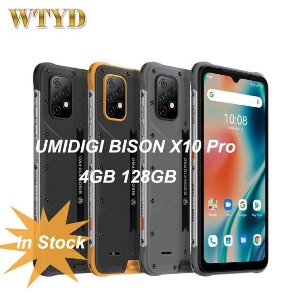 UMIDIGI BISON X10 Pro Global Version IP68 Waterproof Smartphone 6.53'' 4GB 128GB 6150mAh 20MP Triple Camera NFC 4G Mobile Phone