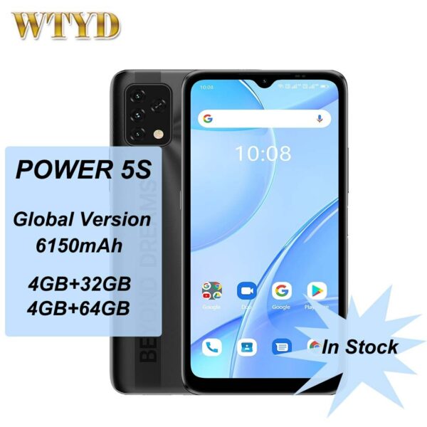 UMIDIGI Power 5S Global Version 4G Mobile Phone 6.53" Full Screen 4GB 32GB/64GB 16MP Triple Camera 6150mAh Android 11 Smartphone